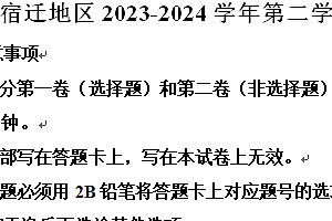 宿迁地区2023-2024学年第二学期八年级期末英语试题(含解析)