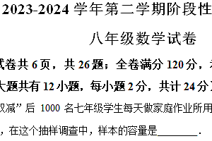 江苏省镇江市京口区2023-2024学年八年级下学期期中数学试题(含解析)