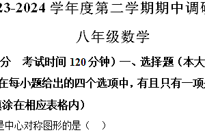 江苏省宿迁市宿城区2023-2024学年八年级下学期期中数学试题(含解析)
