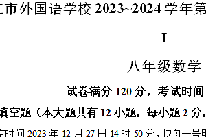 江苏省镇江市外国语学校2023-2024学年八年级下学期期中数学试题(含解析)