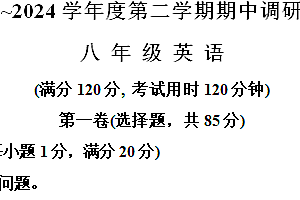 江苏省宿迁市宿城区2023-2024学年八年级下学期期中考试英语试题(含解析)
