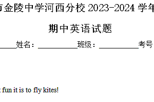 江苏省南京市金陵中学河西分校2023-2024学年八年级下学期期中英语试题(含解析)