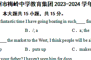 江苏省扬州市梅岭中学教育集团2023-2024学年八年级下学期英语期中试卷(含答案)