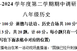 江苏省宿迁市宿城区2023-2024学年八年级下学期期中考试历史试卷(含解析)
