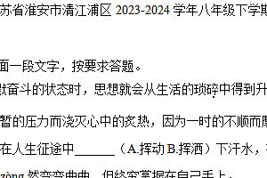 江苏省淮安市清江浦区2023-2024学年八年级下学期期末语文试卷(含答案)