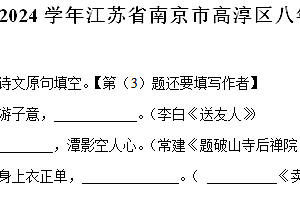 江苏省南京市高淳区2023-2024学年八年级下学期期末语文试卷(含解析)