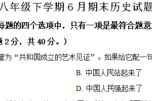 江苏省宿迁市泗洪县2023-2024学年部编版八年级下学期6月期末历史试题(含解析)