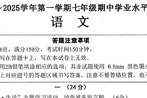 江苏省宿迁市泗阳县2024-2025学年七年级上学期11月期中语文试题(含答案)