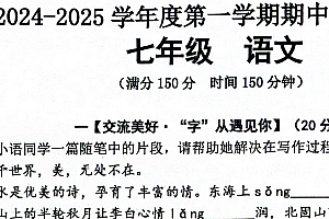 江苏省宿迁市宿城区2024-2025学年七年级上学期11月期中语文试题(含答案)