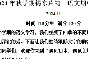 江苏省无锡市锡东片2024-2025学年七年级上学期期中语文试题(含解析)