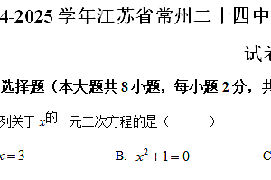 江苏省常州二十四中、实验中学2024—2025学年上学期九年级期中数学试卷(含解析)