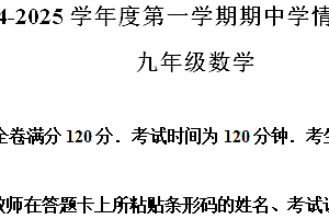 江苏省南京市联合体2024—-2025学年上学期九年级期中数学试题(含解析)