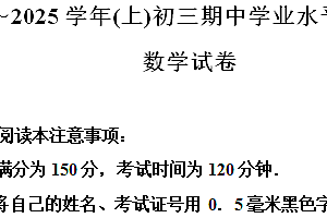 江苏省南通市通州区2024-2025学年九年级上学期11月期中考试数学试题(含解析)