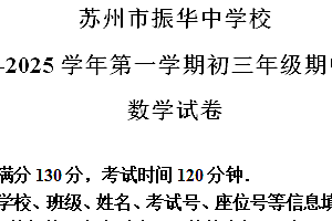 江苏省苏州市振华中学校2024-2025学年九年级上学期数学期中试卷(含解析)