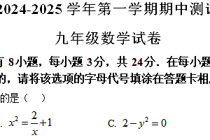 江苏省扬州市翠岗中学2024-2025学年上学期九年级数学期中试卷(含解析)
