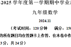 江苏省扬州市高邮市2024-2025学年九年级上学期期中考试数学试题(含解析)