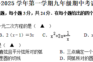 江苏省扬州市邗江区实验学校2024-2025学年九年级上学期期中考试数学试卷(含答案)