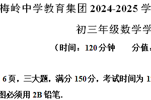 江苏省扬州市梅岭集团2024-2025学年九年级上学期11月期中数学试题(含解析)