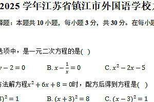 2024-2025学年江苏省镇江市外国语学校九年级(上)期中数学试卷(含答案)