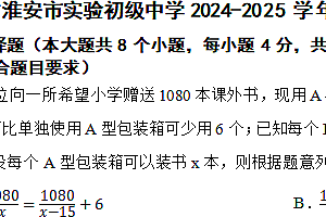 江苏省淮安市实验初级中学2024-2025学年九年级上学期数学期中测试卷(含答案)