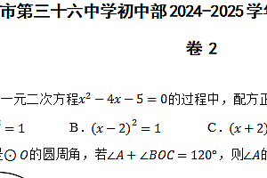 江苏省徐州市第三十六中学初中部2024-2025学年上学期九年级数学期中模拟卷2(含答案)