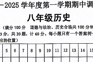 江苏省宿迁市宿城区2024-2025学年八年级上学期11月期中历史试题(含答案)