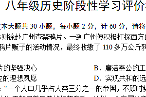 江苏省镇江市句容市2024-2025学年八年级上学期期中阶段性学习评价历史试题(含答案)