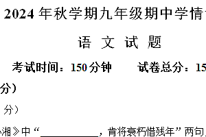 江苏省盐城市阜宁县2024-2025学年九年级上学期期中语文试题(含解析)