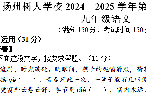 江苏省扬州中学教育集团树人学校2024-2025学年九年级上学期期中考试语文试题(含答案)