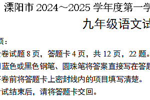 江苏省常州市溧阳市2024-2025学年九年级上学期11月期中语文试题(含答案)