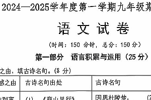 江苏省淮安市阳光学校2024-2025学年九年级上学期期中考试语文试题(含答案)