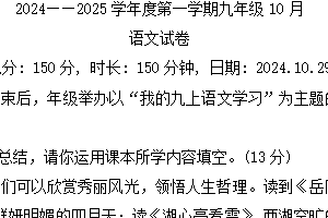 江苏省宿迁市宿城区2024-2025年九年级上学期期中考试语文试题(含答案)