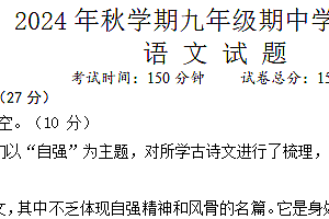 江苏省盐城市大丰区实验初中教育集团2024-2025学年九年级上学期10月期中联考语文试题(含答案)
