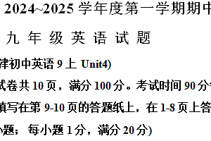 江苏省常州市武进区2024-2025学年九年级上学期期中考试英语试题(含解析)