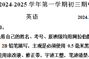 江苏省苏州工业园区星海实验初级中学2024-2025学年九年级上学期期中考试英语试卷(含解析)