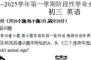 江苏省苏州市昆山、太仓、常熟、张家港四市2024-2025学年九年级上学期期中阳光测评英语卷(含答案)