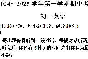 江苏省苏州市立达中学2024-2025学年九年级上学期期中英语试题(含解析)