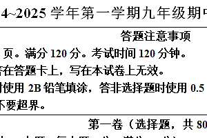 江苏省宿迁市泗阳县2024-2025学年九年级上学期期中考试英语试题(含答案+听力音频)