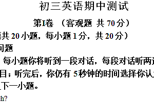 江苏省无锡市洛社初级中学2024-2025学年上学期九年级英语期中测试题(含解析)