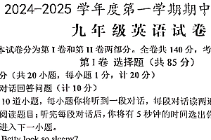 江苏省盐城市大丰区2024-2025学年九年级上学期11月期中英语试题(含答案)