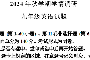 江苏省盐城市亭湖区2024-2025学年九年级上学期期中考试英语试题(含解析+听力音频)