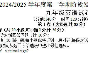 江苏省盐城市盐都区第一共同体2024-2025学年九年级上学期11月期中考试英语试卷(含答案)