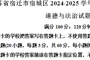 江苏省宿迁市宿城区2024-2025学年八年级上学期期中道德与法治试题(含解析)