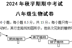 江苏省盐城市射阳县实验初级中学2024-2025学年八年级上学期期中考试生物学试题(含答案)