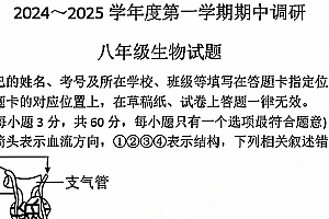 江苏省徐州市邳州市2024-2025学年八年级上学期期中生物试题(含答案)