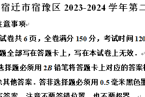 宿迁市宿豫区2023-2024学年第二学期八年级期末数学试题（含解析）