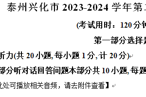 泰州兴化市2023-2024学年第二学期八年级期末英语试题（含解析）