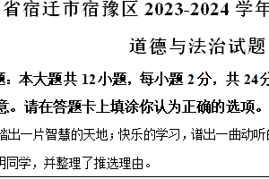 江苏省宿迁市宿豫区2023-2024学年八年级下学期期末道德与法治试题（含解析）