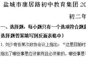 江苏省盐城市亭湖区康居路初中教育集团2023-2024学年八年级下学期期中历史试题（含解析）