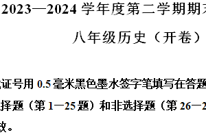 江苏省南京市2023-2024学年八年级下学期期末历史试题（含解析）